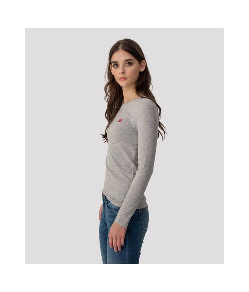ELIZABETH LONG ROUND L.S.TOP, GREY MELANGE
