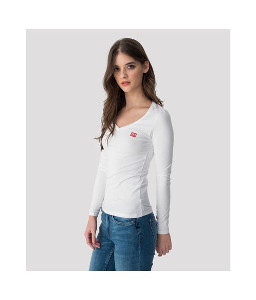 ELIZABETH LONG V L.S.TOP, WHITE