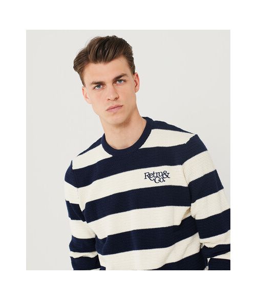 ATLANTIS SWEATER KNITWEAR, DARK BLUE-WHITE