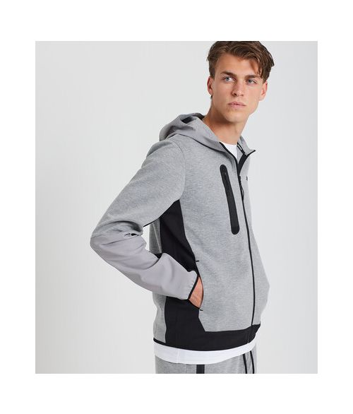 BOSCO ZIP HOODIE JOGGING TOP, GREY MELANGE
