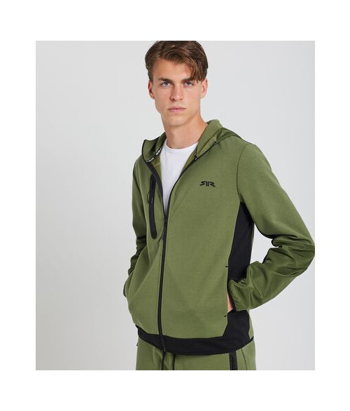 BOSCO ZIP HOODIE JOGGING TOP, KHAKI
