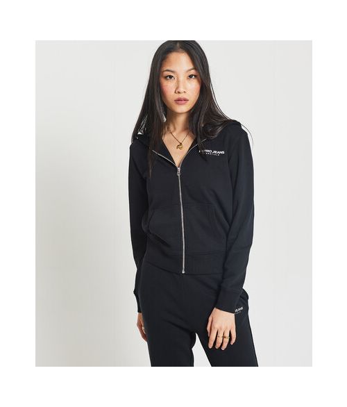 GAIA ZIP HOODIE JOGGING TOP, BLACK