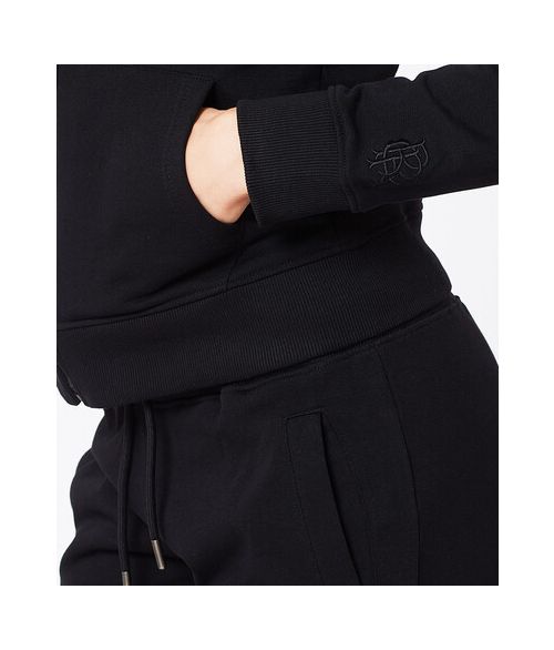 LOTTIE ZIP HOODIE JOGGING TOP, BLACK