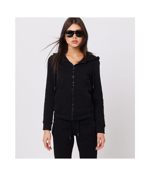 LOTTIE ZIP HOODIE JOGGING TOP, BLACK
