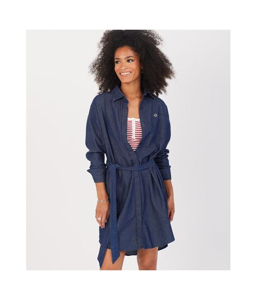SERAFINA SHIRT DRESS, DENIM BLUE