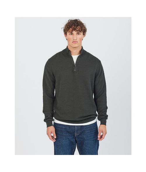 KANAN HALF ZIP SWEATER, D. GREEN