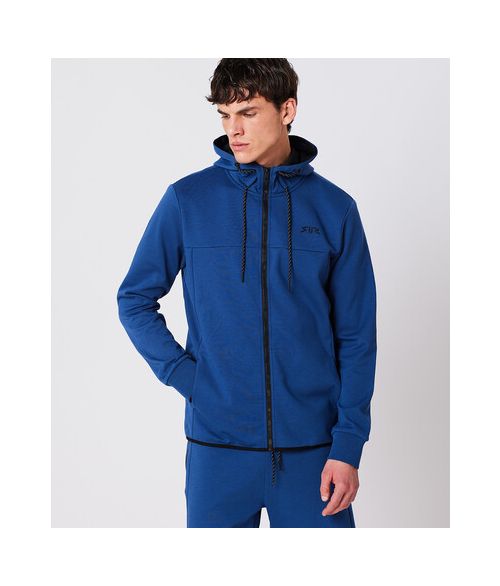 KEITH ZIP HOODIE JOGGING TOP, DARK BLUE