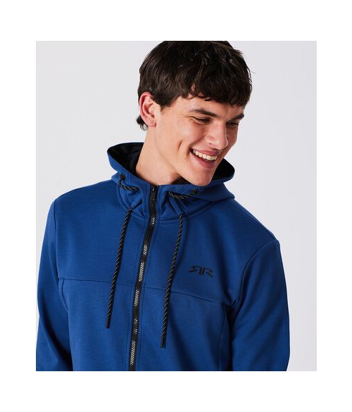KEITH ZIP HOODIE JOGGING TOP, DARK BLUE