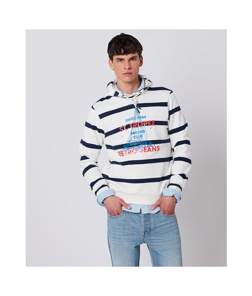 SAGEN HOODIE JOGGING TOP, STRIPED WHITE