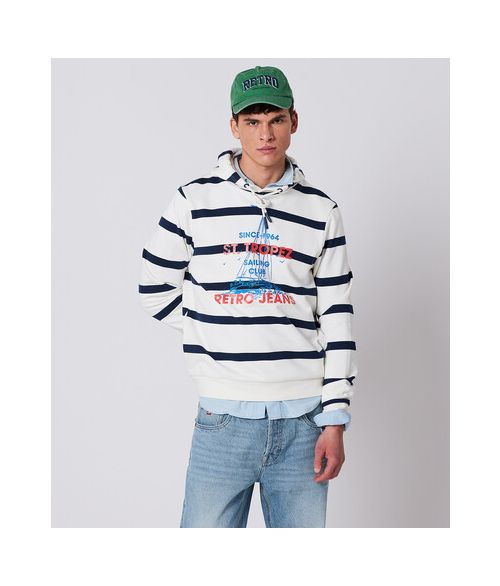 SAGEN HOODIE JOGGING TOP, STRIPED WHITE