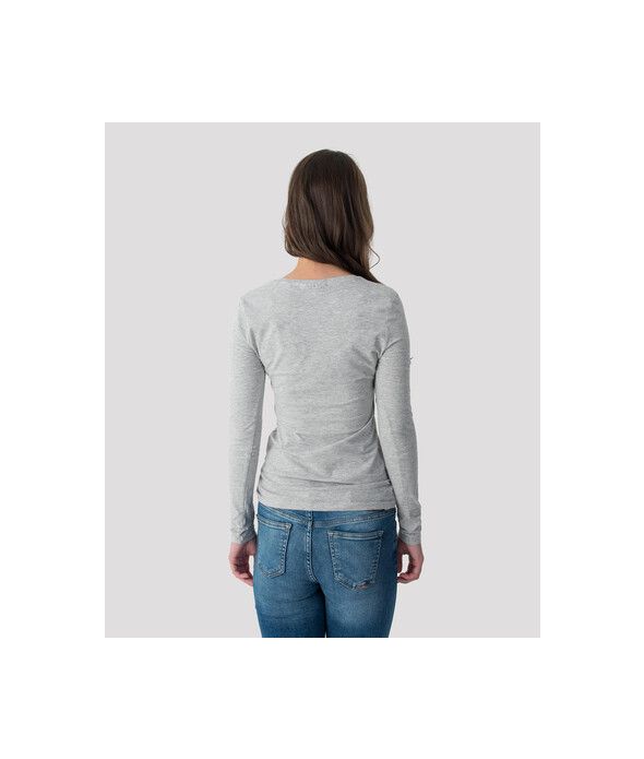 ELIZABETH LONG V L.S.TOP, GREY MELANGE
