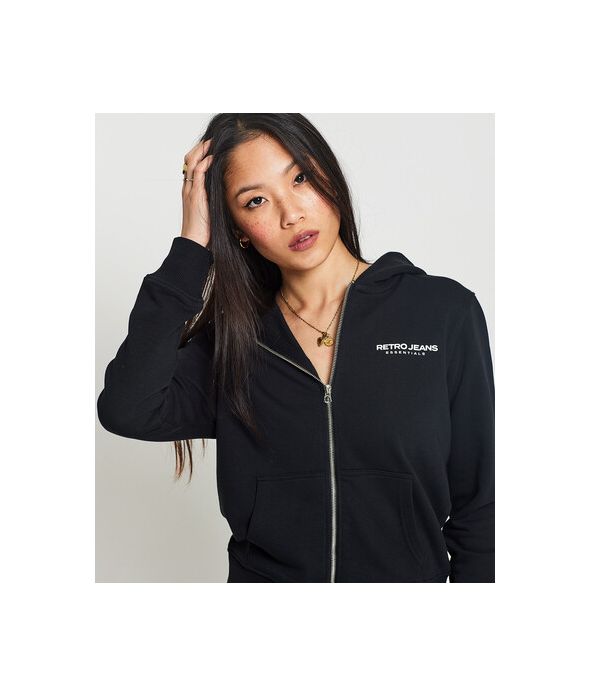 GAIA ZIP HOODIE JOGGING TOP, BLACK