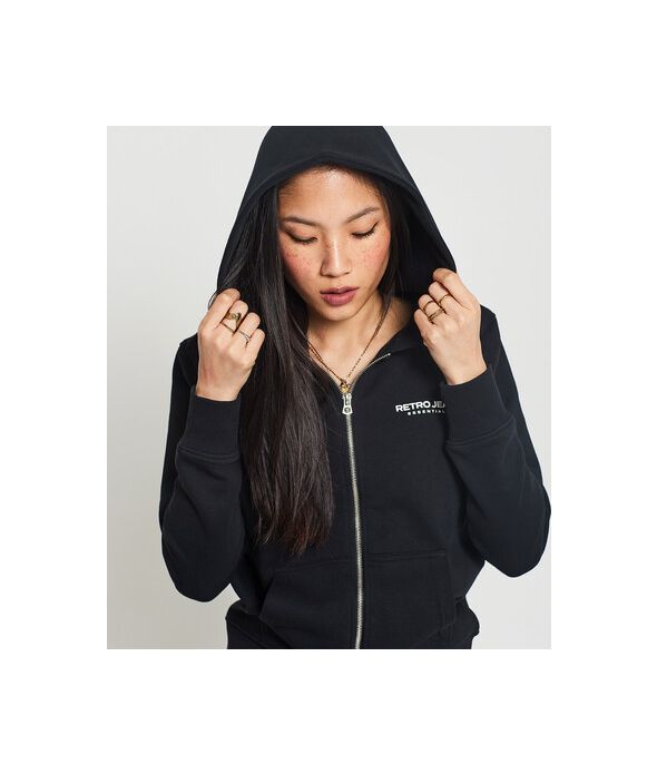 GAIA ZIP HOODIE JOGGING TOP, BLACK