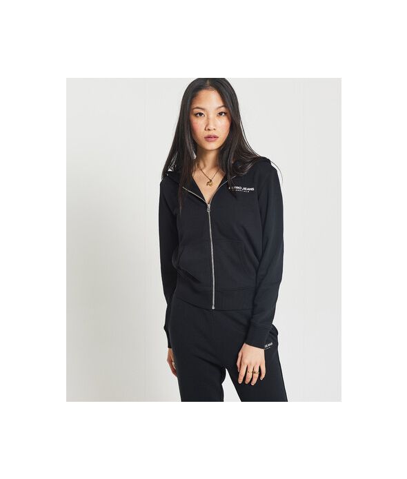 GAIA ZIP HOODIE JOGGING TOP, BLACK