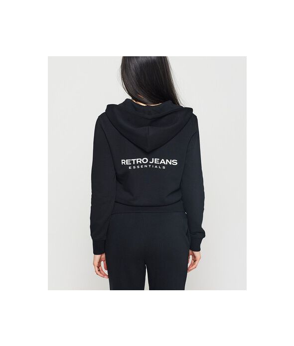 GAIA ZIP HOODIE JOGGING TOP, BLACK