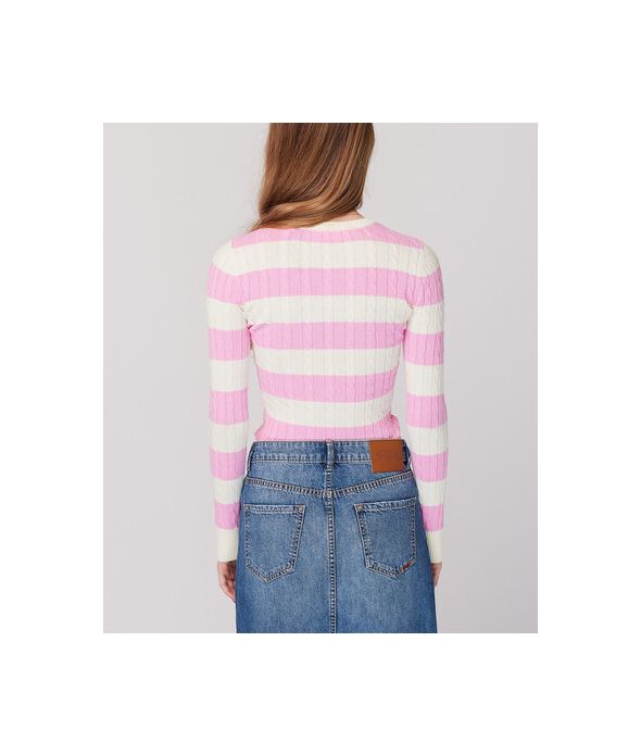 ROSANNA SWEATER, PINK STRIPES