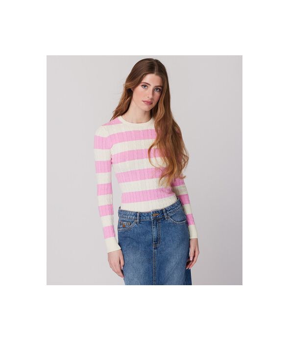 ROSANNA SWEATER, PINK STRIPES