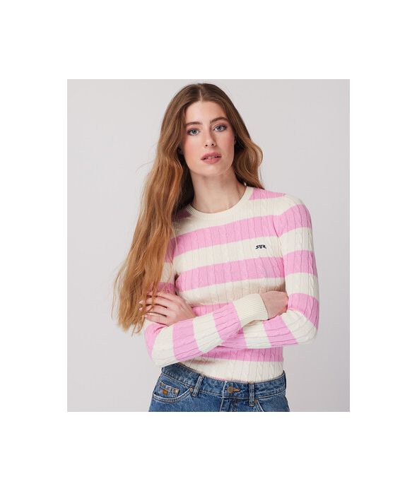 ROSANNA SWEATER, PINK STRIPES