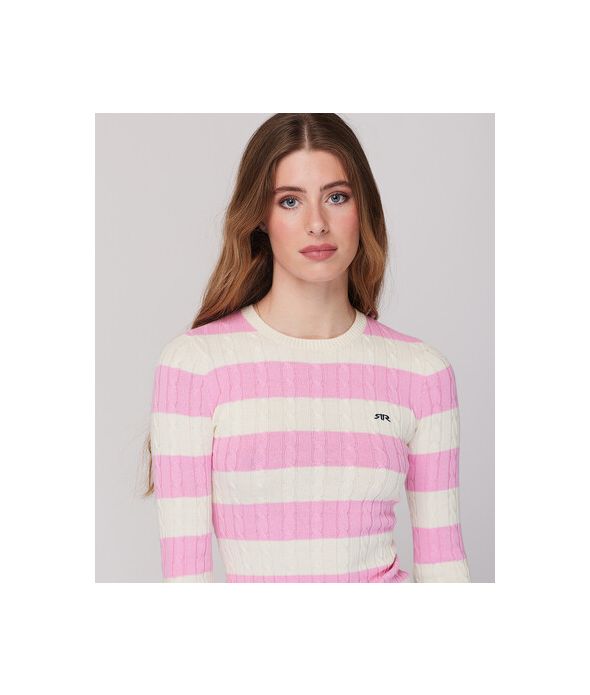 ROSANNA SWEATER, PINK STRIPES