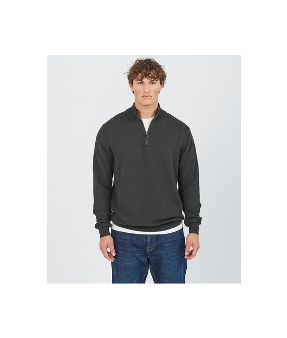 KANAN HALF ZIP SWEATER, D. GREEN