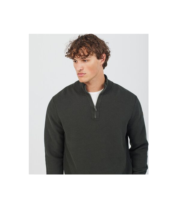 KANAN HALF ZIP SWEATER, D. GREEN