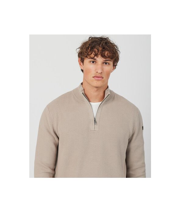 KANAN HALF ZIP SWEATER, SAND