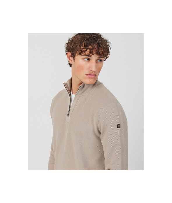 KANAN HALF ZIP SWEATER, SAND