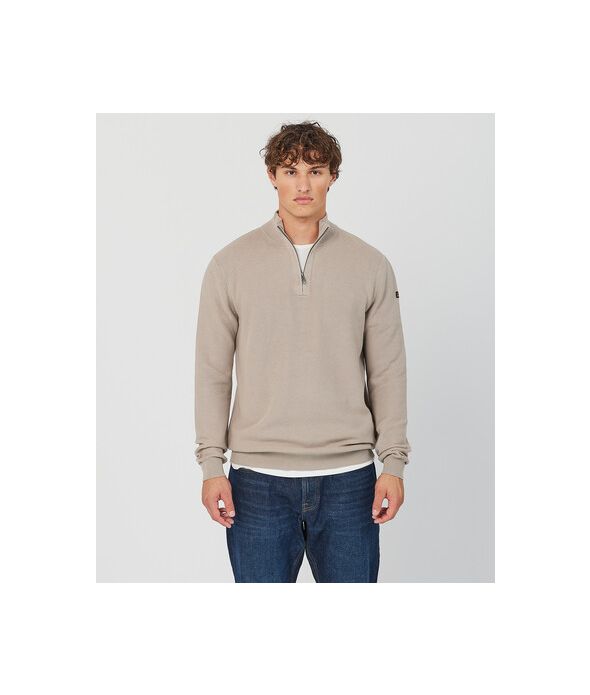 KANAN HALF ZIP SWEATER, SAND