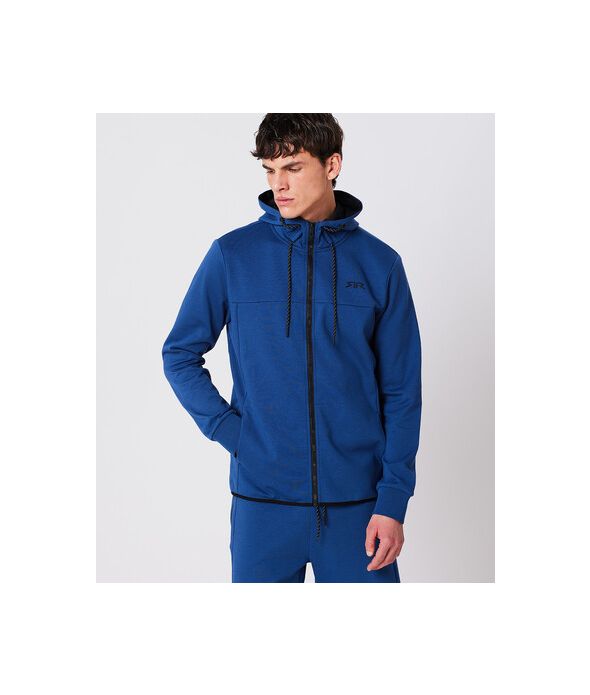 KEITH ZIP HOODIE JOGGING TOP, DARK BLUE