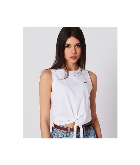 DEMI CROP TANK TOP, WHITE